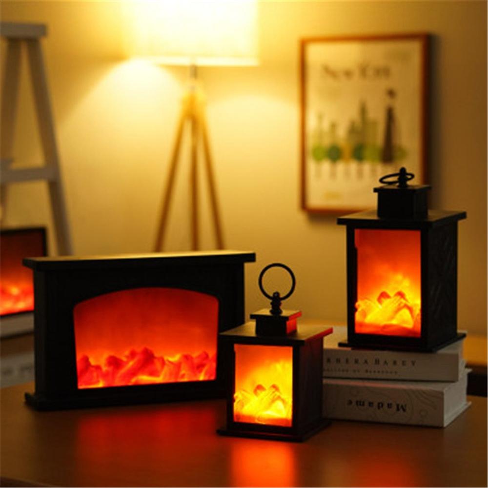 LED Flame Night Light Fireplace Light Lamps Lantern For Home Decoration Courtyard Living Room Outdoor Lighting