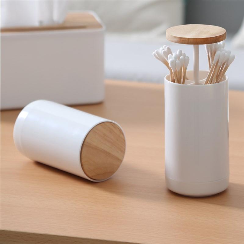 Automatic Pop-up Cotton Bud Swabs Toothpick Holder Dispenser Case Q-tips Holder Storage Organizer Box Home Hotel Decoration