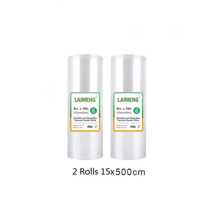 Laimeng vakuumförslutningspåsar för vakuumförpackare sous vide-påsar 2 rullar vakuumförpackningsförpackningar matpåse för matförvaring  r131: 2r 15-500cm