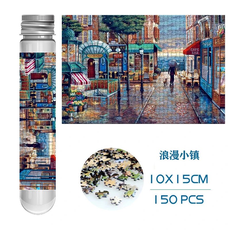 Test Tube Puzzle 150pcs Sakura Train Romantic Town Decompress Toy Educational Family Game: green
