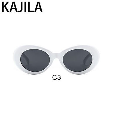 Kurt cobain briller ovale solbriller kvinder vintage trending solbriller til kvinde clout goggles очки курта кобейна: Hvid grå