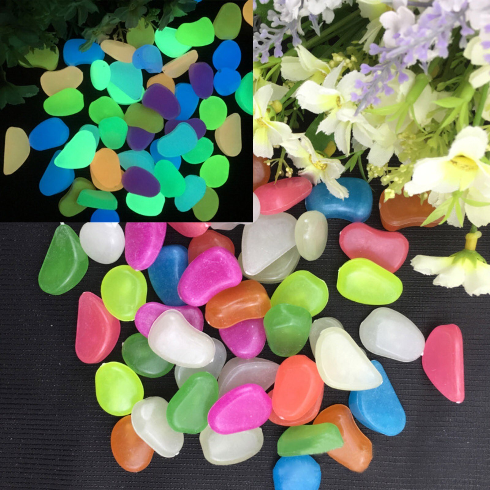 Glow in The Dark Pebbles Luminous Stones Rocks For Garden Glowing Aquariums Fish Tank Walkways Path Patio Lawn Decor 100PCS