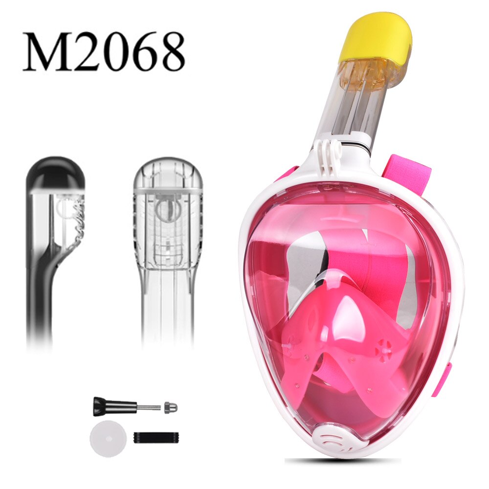 Full Face Snorkeling Mask Set Diving Underwater Swimming Mask Training Scuba Mergulho Diving Mask For Gopro Camera: M2068 Pink / S/M