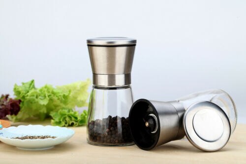 Kitchen Grinder Manual Salt and Pepper Grinder Set 1 Shakers Spices Mill Crusher Stainless Steel 3Grade Kitchen Tools