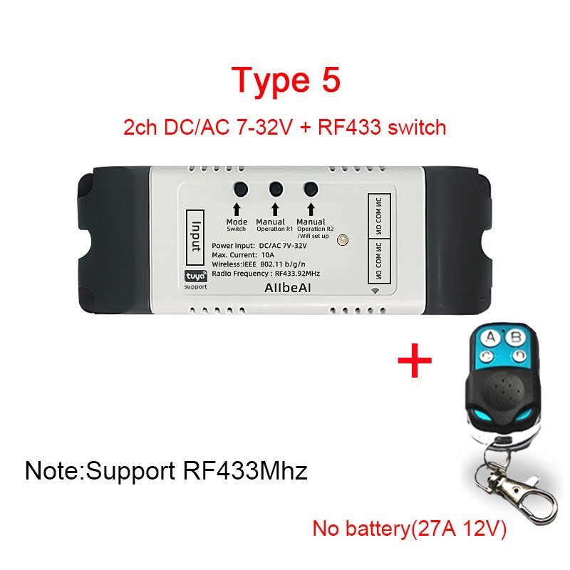 Módulo inteligente Tuya Life DC5V, interruptor con Wifi, 12V, 24V, 32V, modo inching, RF433, Control remoto, funciona con Alexa y Google Home: Type5