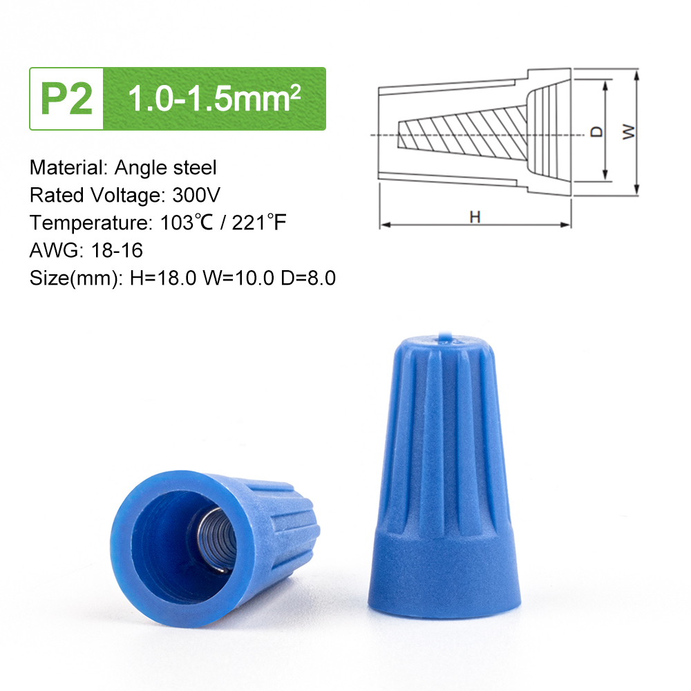 50PCS Colorful Electrical Insulated Crimp Twist Terminal Quick Wire Connector Nut Spring End Cap Connection: Dark Grey