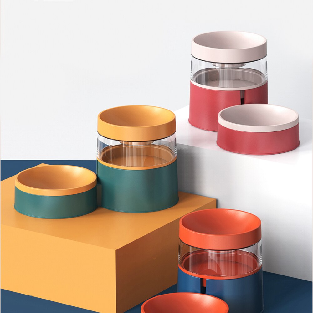 Pet Cat Bowl 2 in 1 Automatic Feeder Cat drinker Feeder Vertical Feeder for cats