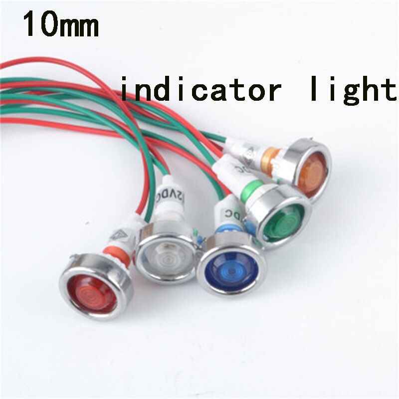 10 Mm Lampje Waterdichte Signaal Lamp DC12V Led Licht Signaal Bolle Lamp Mini Licht Met Draad En Vijf Led kleuren
