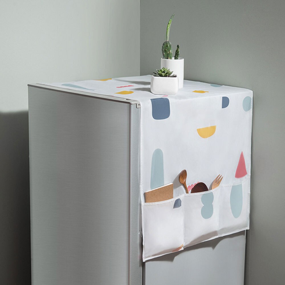 1 pc geométrico pequenas flores impressão geladeira capa única porta geladeira capa poeira máquina de lavar roupa capas poeira toalha