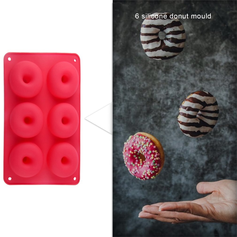 6 Doughnut Silicone Mold Diy Round Cake Angel Circle Biscuit Muffin Mold Donut Silicone Ice Cube Molds Candy Chocolate
