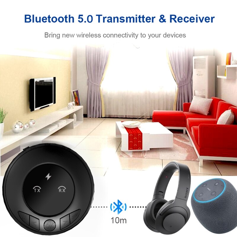 K3NB Wireless Bluetooth-compatible5.0 Transmitter Receiver with 250mAh Battery Capacity Micro USB Charging Port AUX Port