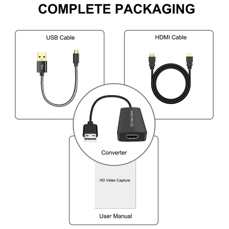 USB Capture HDMI HD Video Capture Dongle, HDMI Game Broadcast Live Capture Card Device