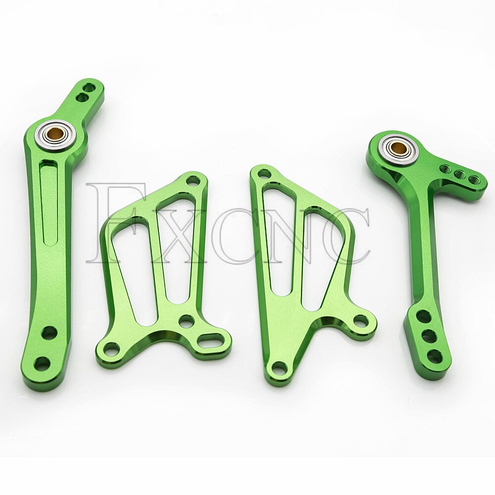 CNC Adjustable Aluminum Motorcycle Rearset Foot Peg Brake Gear Shift Shifter Lever + Wing For Yamaha YZF R125: Green