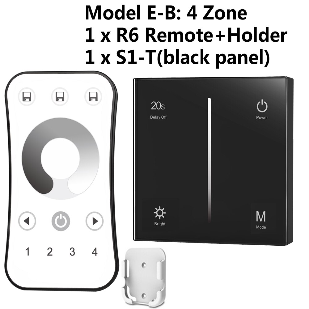 AC Triac LED Dimmer 220V 230V 110V Drahtlose RF Dimmbare Knopf Schalter Mit 2,4G Fernbedienung für Einzelne Farbe LED-lampe Lampen: Modell E Schwarz