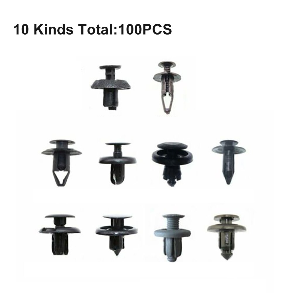 100 stk auto sort blandet plast skruenitter klips kit dørpanel skærm til bil kofanger trim skruer nitter klip