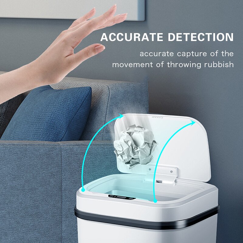 15L Smart Induction Trash Can Wireless Sensor Automatic Garbage Bin Home intelligent Electric Waste Bins Kitchen Bathroom