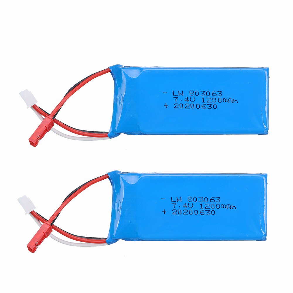 Lipo battery 7.4v 1200mAh 2s 30c JST plug for HC6 RC car V262 V333 V353 V666 V912 V913 rc helicopter 1PCS-5PCS: 2pcs