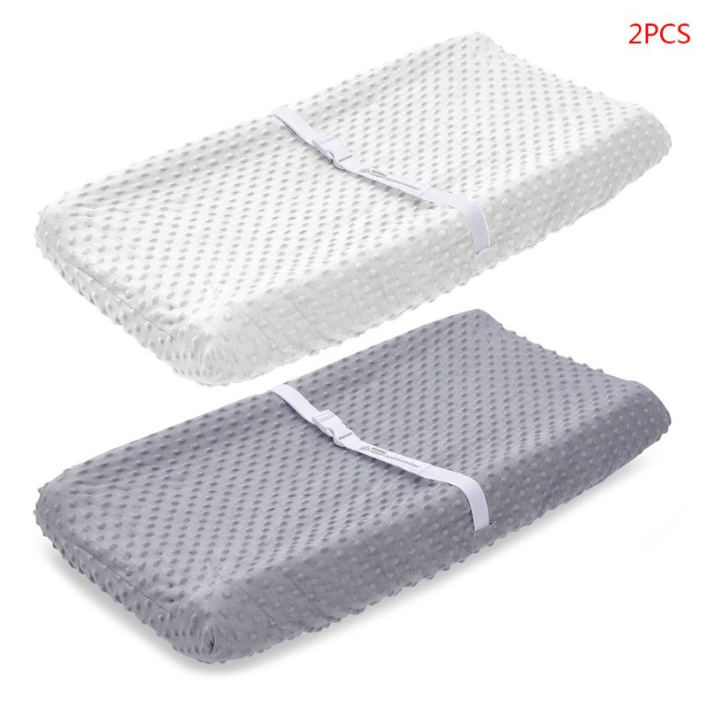 2 Pcs Soft Reusable Changing Pad Cover Minky Dot Foldable Travel Baby Breathable Diaper Pad Sheets Cover: 3