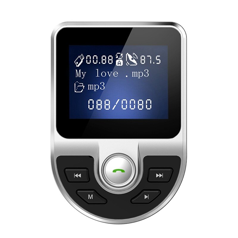 auto Senza Fili di Bluetooth Adattatore Trasmettitore FM MP3 Radio di Musica Lettore kit per auto 2 USB Caricatore con Le Chiamate in Vivavoce nero e sil