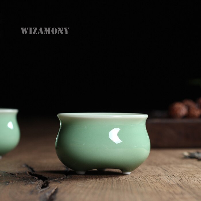 1 pcs Chinese Longquan Celadon Porcelain Gaiwan Teacups Porcelain Bowl 65ml China Tea Pot Celadon Crackle Teacups
