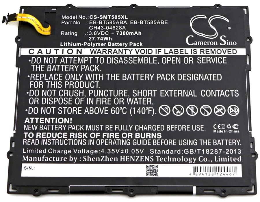 Cameron Sino 7300mAh Batterie EB-BT585ABA für Samsung SM-P580, SM-P585M, SM-P585N, SM-P585Y, T580, T585, t585C, T585M, T587, T587P