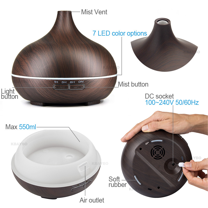 Smart APP Remote Control 550ML Air Humidifier Essential Oil Diffuser Aroma Lamp Aromatherapy Electric Aroma Diffuser Mist Maker