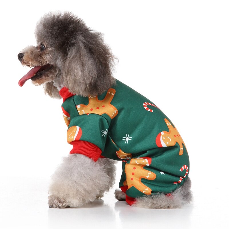 Mono de Mascota de Navidad perro de 4 Patas divertido patrón de dibujos animados ropa de dormir Casual 4 Patas trajes para perros pequeños medianos