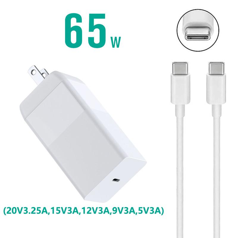 65w usb-c typ-c pd ladegerät, universelles usb-typ-c-netzteil für macbook, hp, dell, lenovo notebook, tablet und smartphone: Us-weiße
