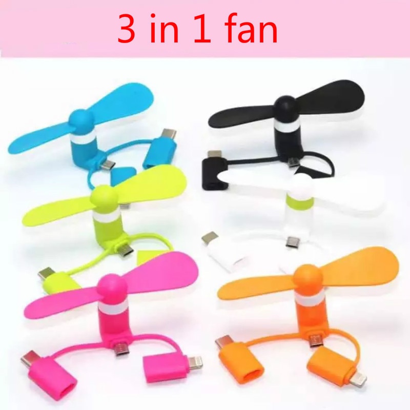 3 IN 1 Reise Tragbare Handy Mini Lüfter Kühlung Kühler Für Micro USB C Für iPhone 5 6 6S 7 Plus 8 X für Android Typ-c