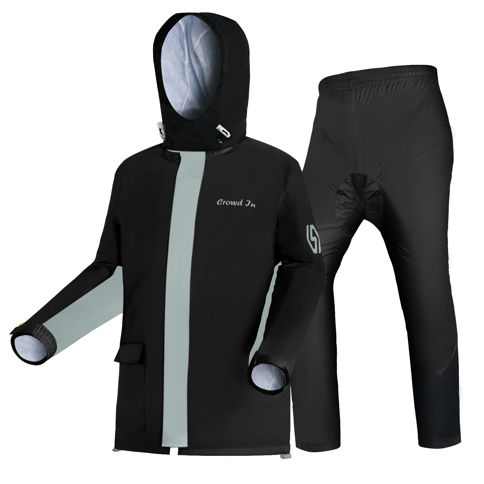 Chubasquero reflectante para motocicleta para hombre, traje impermeable para motocross, chaqueta de lluvia dividida en tela: B / XXL