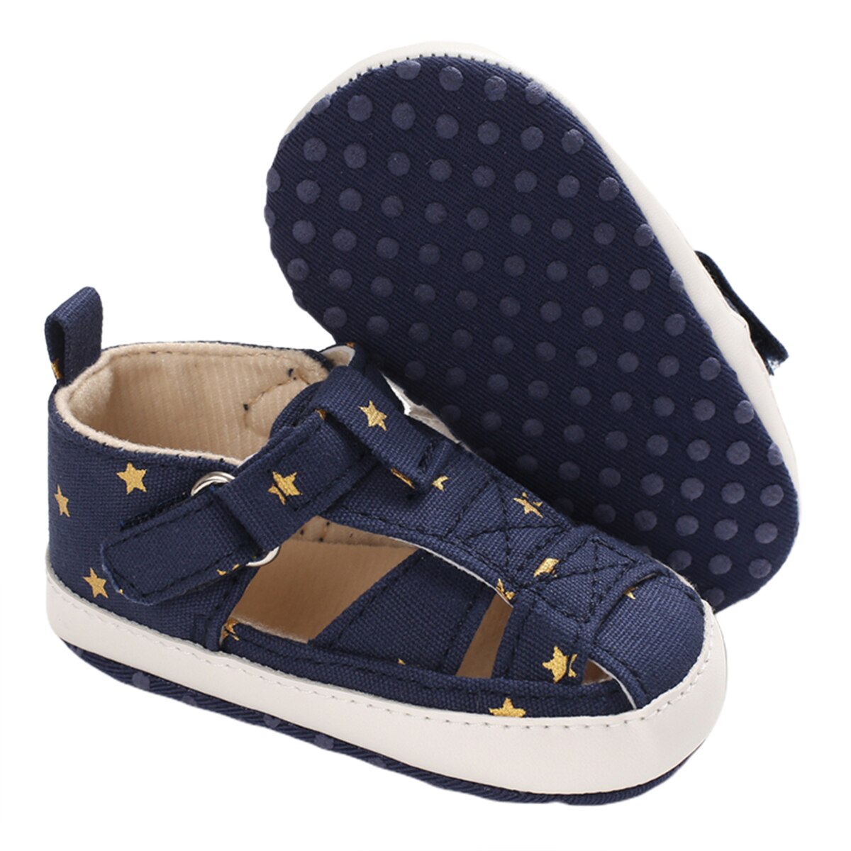 Zomer baby jongens sandalen baby ster patroon bedekt tenen zachte zool schoenen peuters binnen antislip prewalker