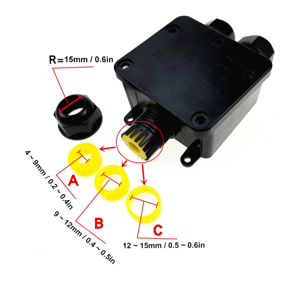 Waterproof Junction Box 3 Way IP68 Outdoor Waterproof Cable Connector Junction Box With Terminal