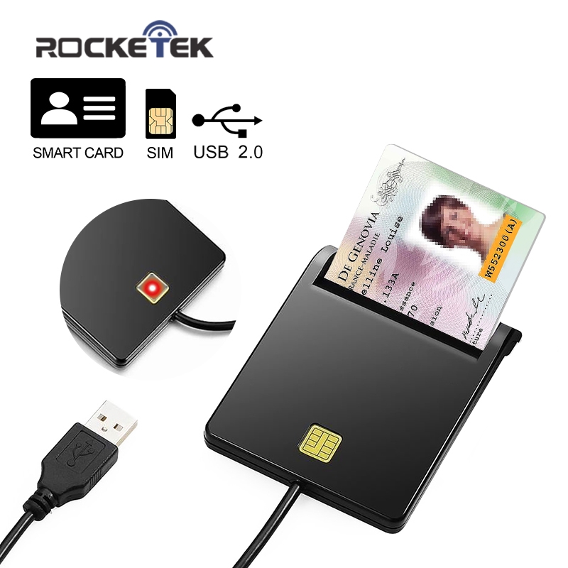 Lector de tarjetas inteligentes cac Rocketek USB 2,0, ID, tarjeta bancaria, conector clonador de tarjetas sim, adaptador de lector de tarjetas, accesorios para ordenadores portátiles pc