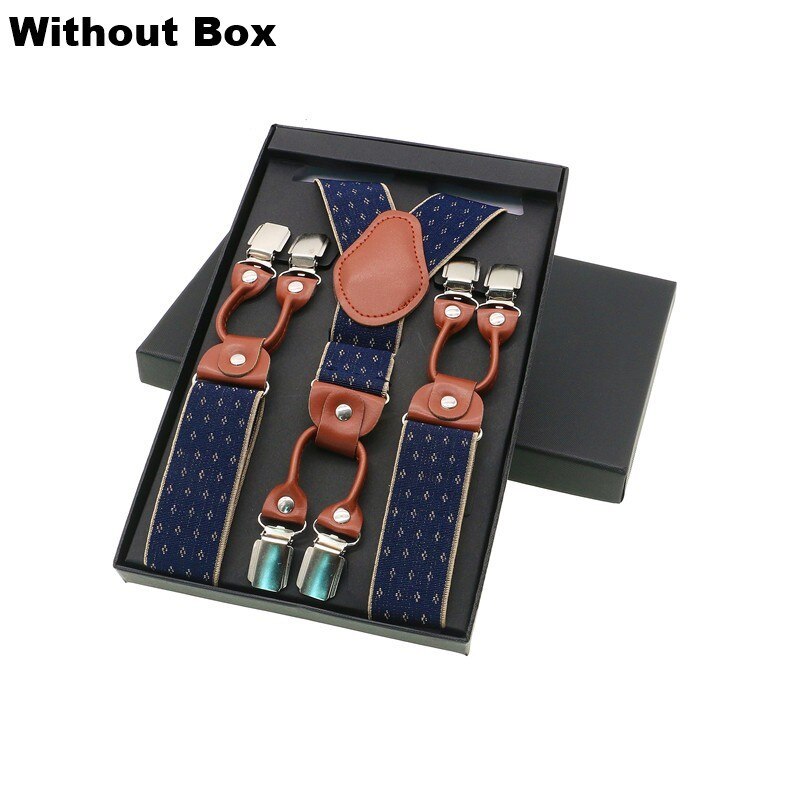 Tirantes de 6 clips para hombre, tirantes Unisex informales a la , tirantes elegantes para camisa de cuero marrón, correa ajustable para cinturón, para papá: Plata
