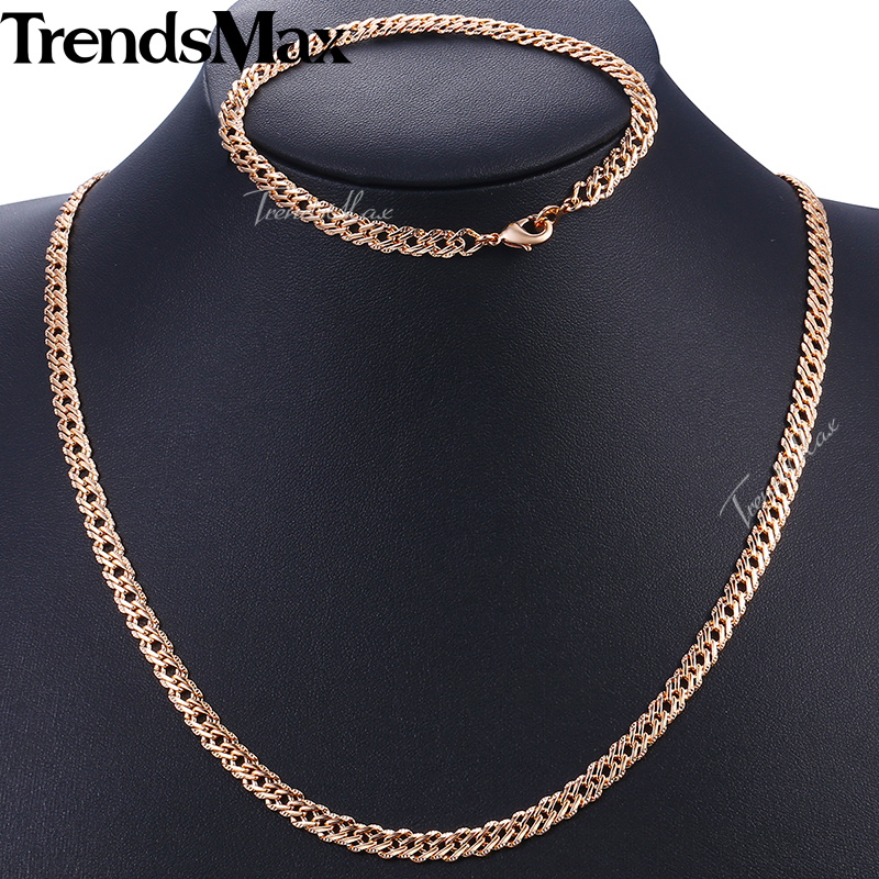Sieradenset voor dames, 585 roségouden armbanden en kettingen, gehamerde venetiaanse ketting, sieraden 5.5mm kcs 03