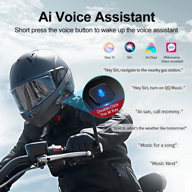 BLAISE GT1 Motorcycle Helmet Bluetooth Intercom IP65 Waterproof Intercom Distance 1000 Meters Multi-Scene Mixed Music Sharing