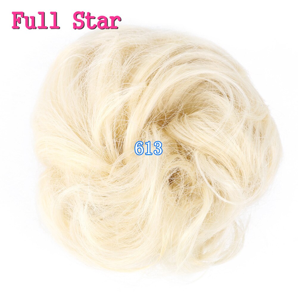 Full Star Synthetic Wrap Curly Messy Hair Bun Chignon Synthetic Hair Donuts Hairpiece For Women Curly Elastic Updo Scrunchy: T4/27/30