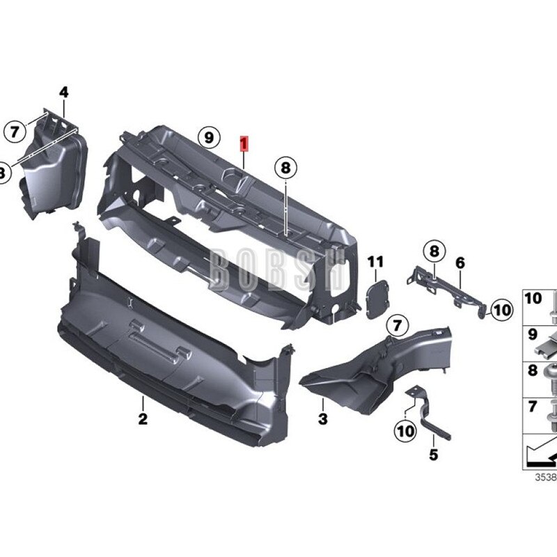 Car Air duct -b mwF30 320d 328i N20 335i 316d N47N 318d 316i Water tank deflector Gantry air outlet Water tank air guide