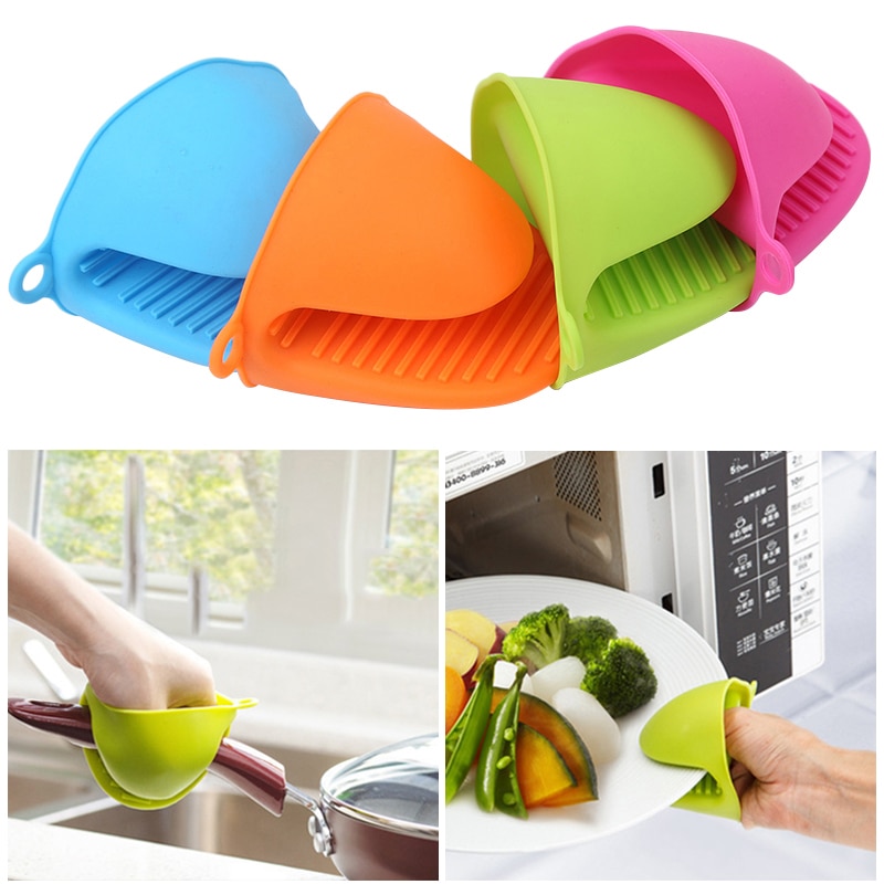 Silicone Heat Resistant Oven Mitts Kitchen Cooking Gadgets Baking Gloves Insulation Non Stick Anti-slip Pot Bowel Holder Clip