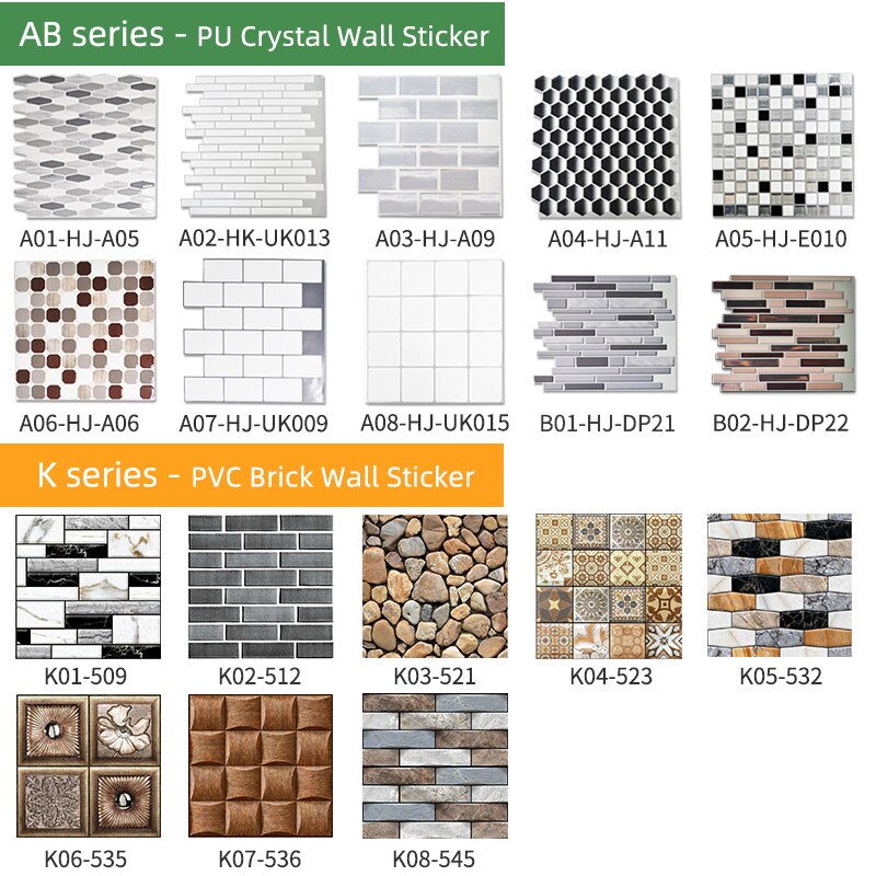 Kaguyahime 3D DIY Self Adhesive Wall Stickers 10pcs/lot Mosaic Tiles Waterproof Wallpaper Decoration For Kitchen Home Stickers