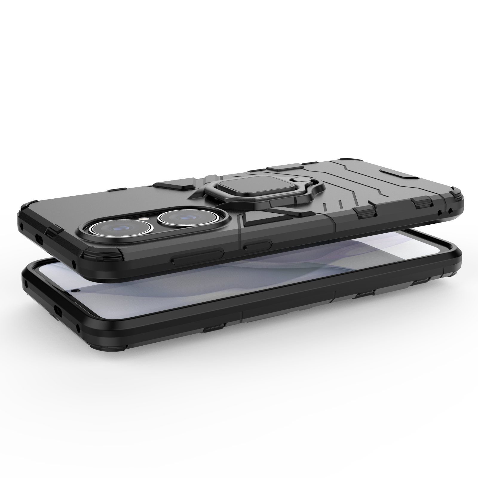 Armor Shockproof Case For Huawei P60 P50 P40 P30 P20 Lite Pro Plus Bumper Metal Ring Stand Back Cover