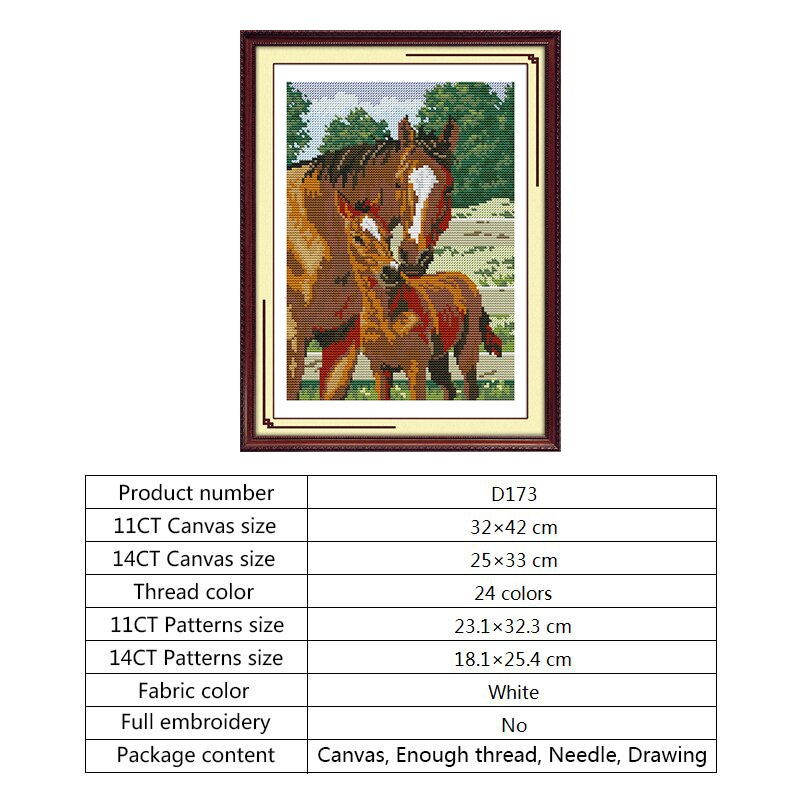 Chinese Cross Stitch Horse Patterns DMC Floss Embroidery Kit 14ct 11ct Counted Print on Canvas Aida Fabric DIY Needlework Kits: Cross stitch D173 / 11ct Counted Canvas
