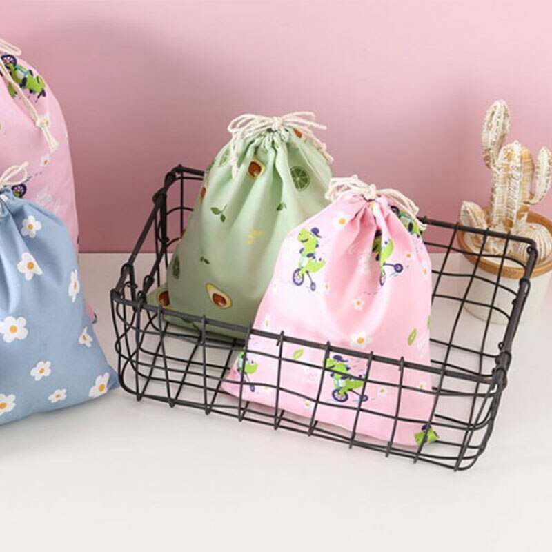 Eco Polyester Cotton Shopping Bag Avocado Flowers Drawstring Shopping Bags Cute Grocery pouch Portable Summer Travel Shoes Bag