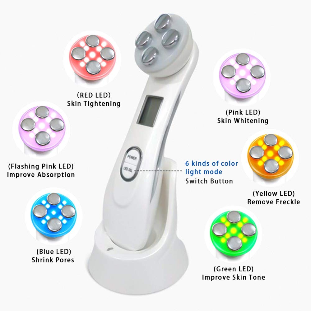 5in1 RF & ems Radio Mesotherapie Elektroporation Gesicht Schönheit Stift Radio Frequenz LED Photon Gesicht Haut Verjüngung Entferner Falten