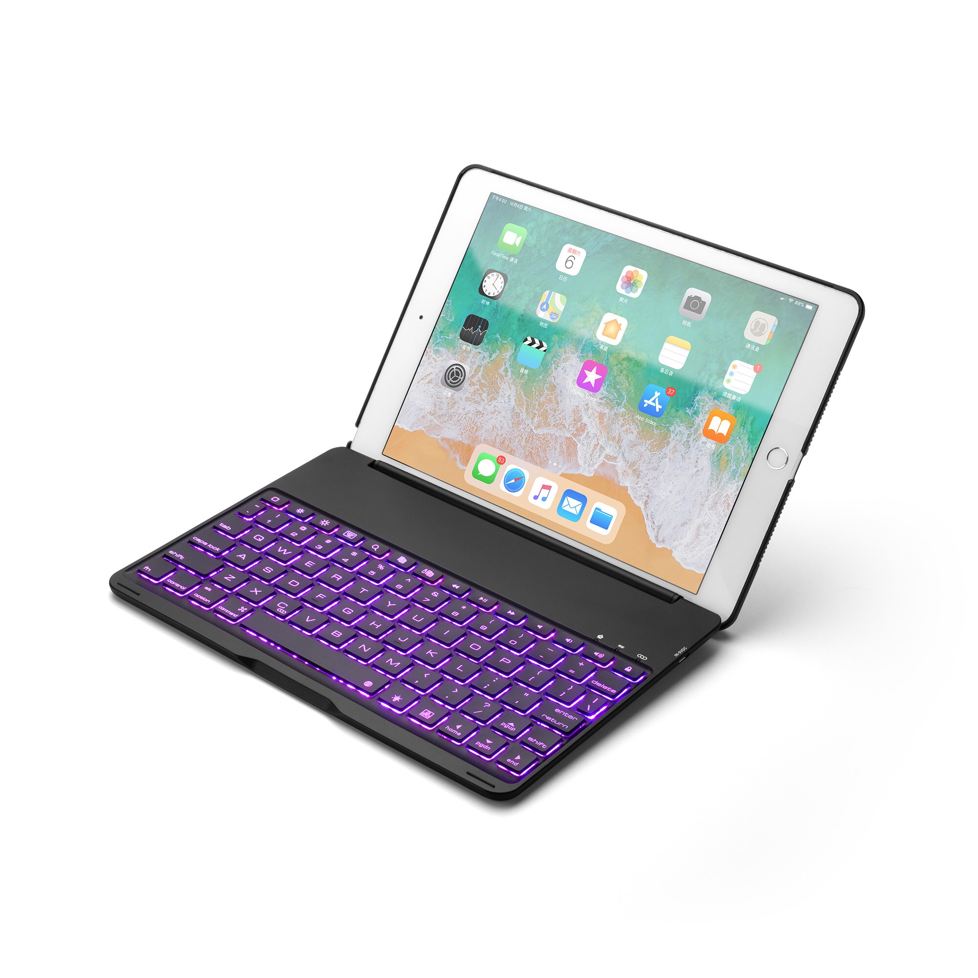 Drahtlose Bluetooth Tastatur Abdeckung für ipad Air1 ipad 9. 7 neue ipad 9,7 Aluminium licht-emittierende 9.7 &#39;bluetooth tastatur: Black