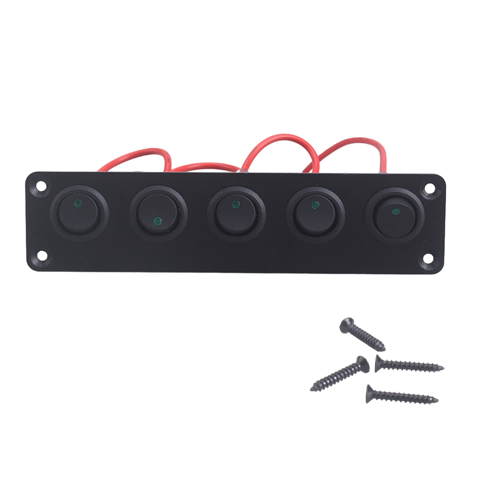 Panel de interruptor de palanca Universal de 12V, 1-5 entradas, USB, para coche, barco, camión, RV marino, accesorios de estilo LED azul, interruptor basculante marino: Champán