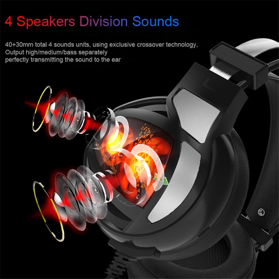 Gaming headphone USB 7.1 3D Stereo wired gamer headset with mic Voice control for PC laptop computer game headphones V9