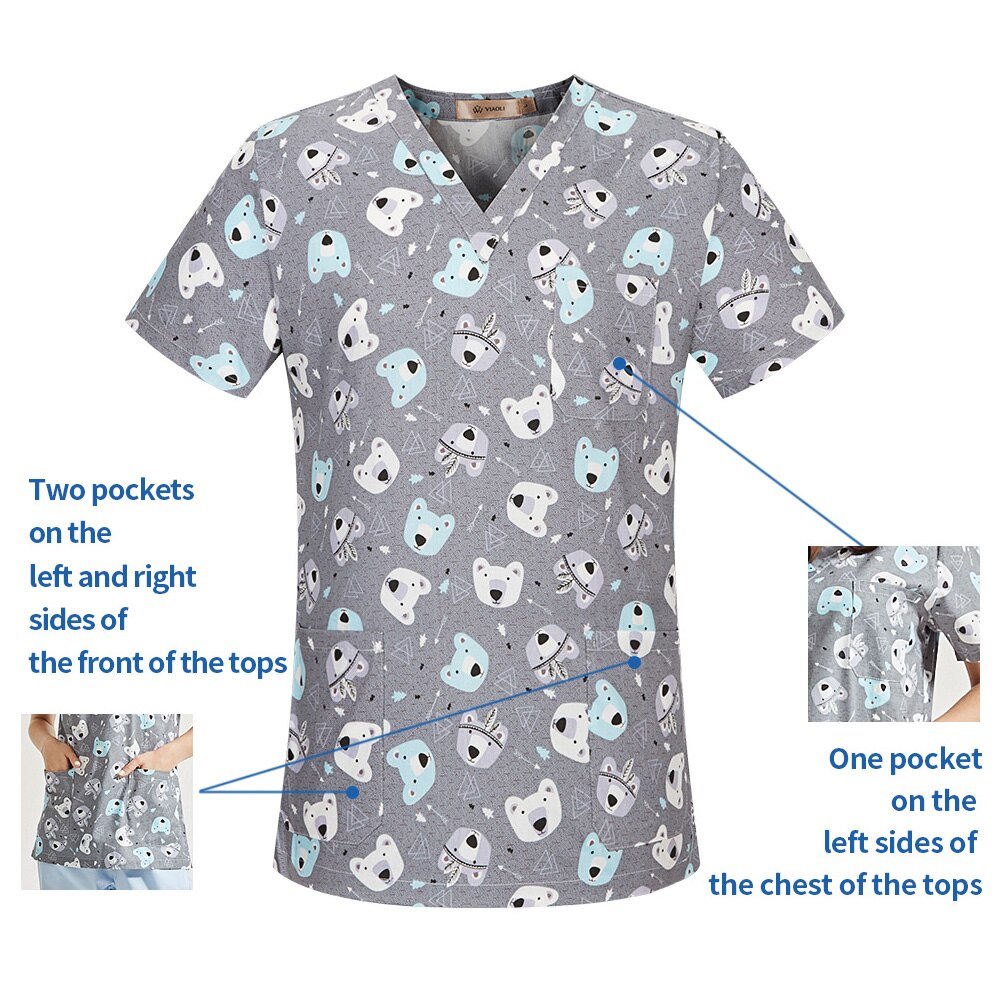 Spa Uniforms tops+pants Stretch spandex+cotton scrub uniforms pet grooming work wear Scrubs women suits