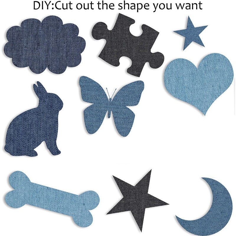 30 Pieces of Denim Patch Repair Kit on Iron Repair Clothes, Large Clothes, Jeans, Jackets