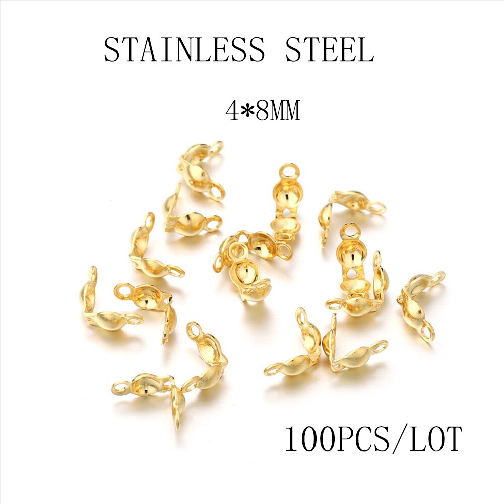 Connecteurs de chaîne à billes 4x7mm, fermoirs, pointe de perle, coquille de palourde pour bricolage, collier, Bracelets, accessoires de fabrication de bijoux, 100 – 1200 pièces/lot: Stainless steel GD2